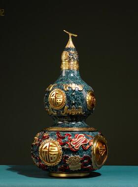 箐铜记 《福气到家》葫芦铜摆件家居装饰品客厅玄关乔迁新居礼品