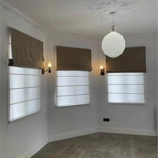 日夜罗马帘卧室客厅餐厅办公室别墅阳台双层民宿一层布一层纱卷帘