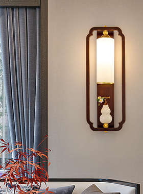 新中式全铜壁灯卧室床头灯中国风禅意过道客厅电视背景墙灯具2113