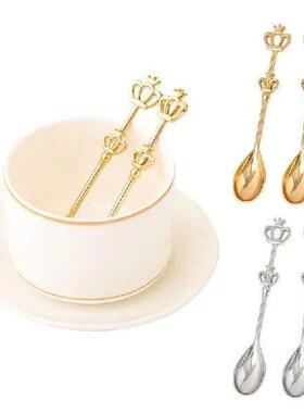 41XB 2x Creative-Crown Handle Spoons Fancy-Dessert Stirring