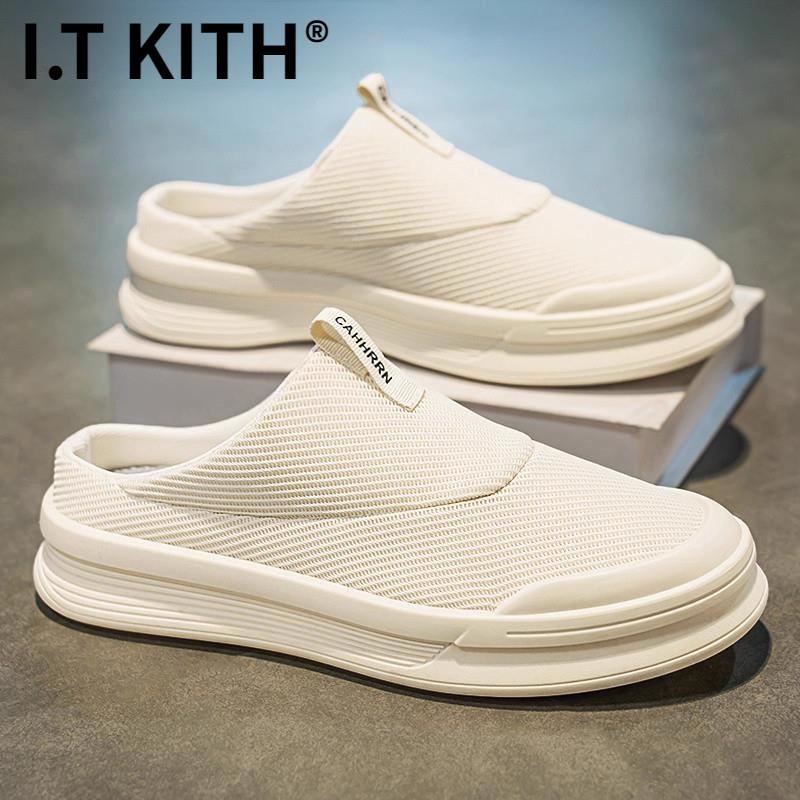 I.T KITH半拖鞋男士夏季透气布鞋懒人一脚蹬无后跟开车鞋防臭运
