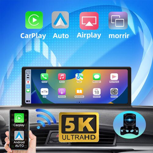 5K行车记录仪11.3英寸大屏中控台carplay安卓Auto投屏1080P倒车BT