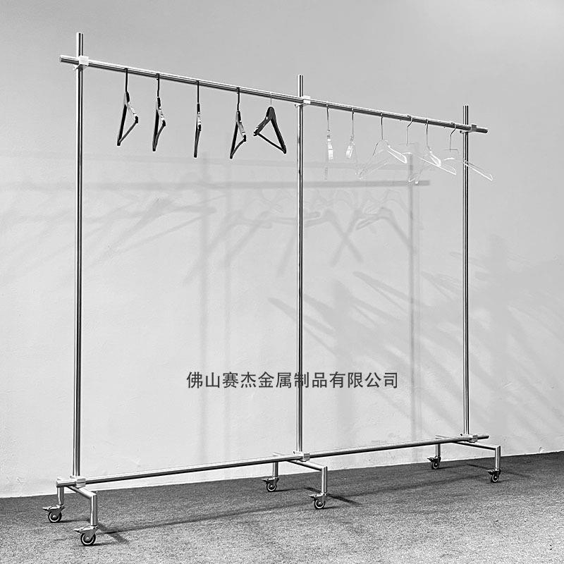 工业风服装店展示架男装不锈钢银色拉丝挂衣杆个性DIY陈列货架
