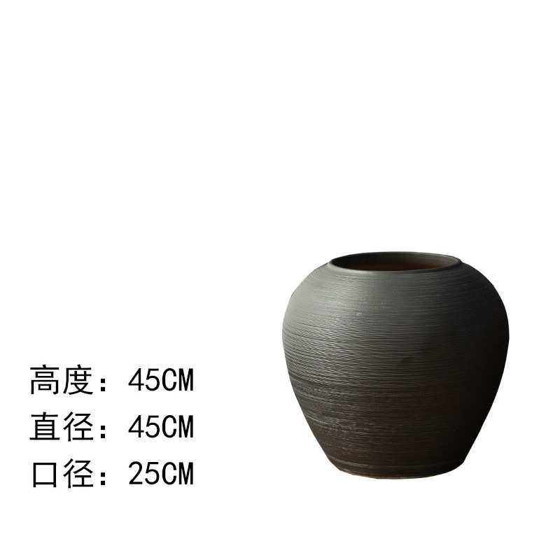 客厅旧插花粗陶瓷花做落陶复古新款玄关陶罐景德镇花瓶组合器地大