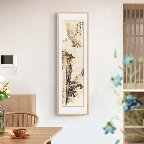 山水装饰画客厅沙发背景玄关办公室书房挂画新中式竖幅国画壁画