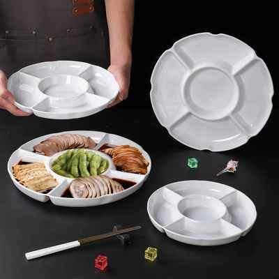 卤水拼盘鱼生酒店饭店专用仿瓷密胺圆形干果点心小吃多分格拼盘子