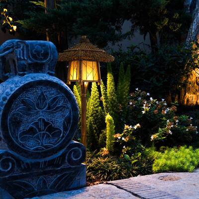 仿高杆灯古屋灯茅草屋庭灯户外防水景区装饰灯民UGO院宿景观灯路