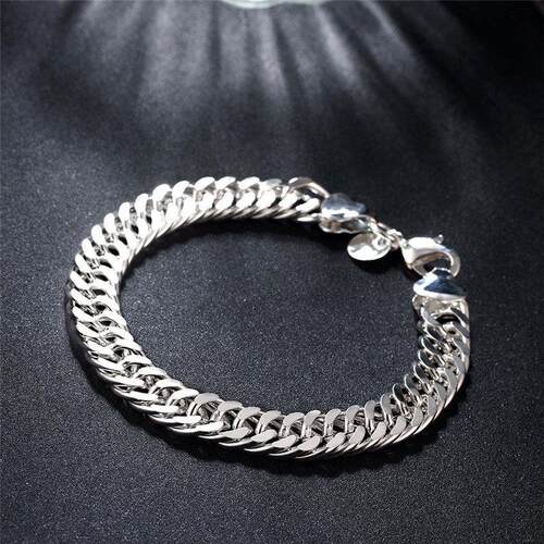Noble 925 Sterling Silver Square Solid Chain Bracelet For