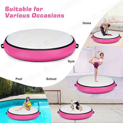 圆形跆拳道纤纹粉色垫子运动瑜伽碳充气体操垫打起跳坐垫空翻厂家