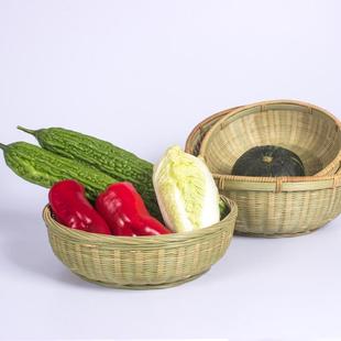 家用收纳筐 手工竹编水果篮 圆形鸡蛋馒头筐创意小箩筐洗菜沥水篮