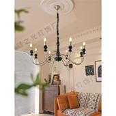 餐厅卧室蜡烛吊灯 复古蜡烛客厅实木吊灯大厅主灯法式 2024新款 美式