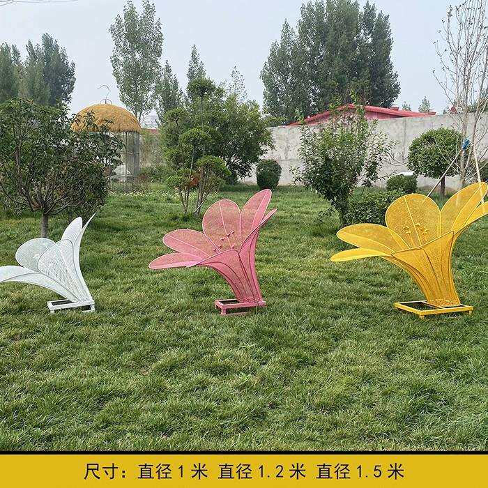 大型不锈钢花朵雕塑铁艺仿真镂空玫瑰花雕塑户外景观装饰小区摆件