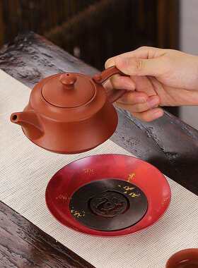 复古铜壶承干泡茶台紫砂壶托壶垫盘储水紫铜茶盘养壶垫茶具配件