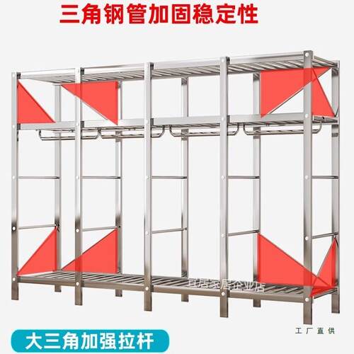 不锈钢钢架现布衣柜简租房出无品牌/代加粗加固钢管组装可折叠家