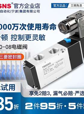 TWSNS台气山耐斯电磁阀4v210-08二位五通电磁控制阀24ac220v气动