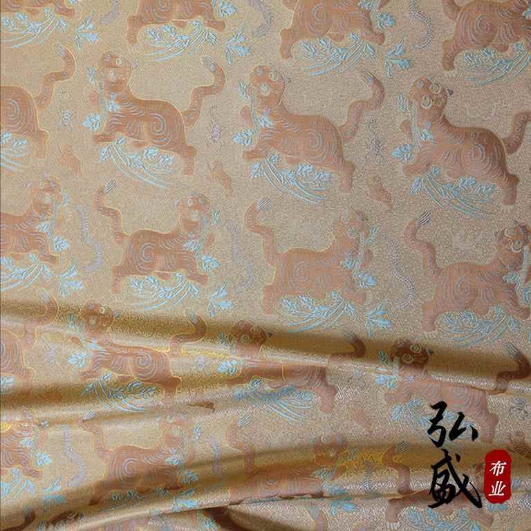 织厂虎镇五毒提花织金面料老虎真丝宋锦桑蚕丝布料
