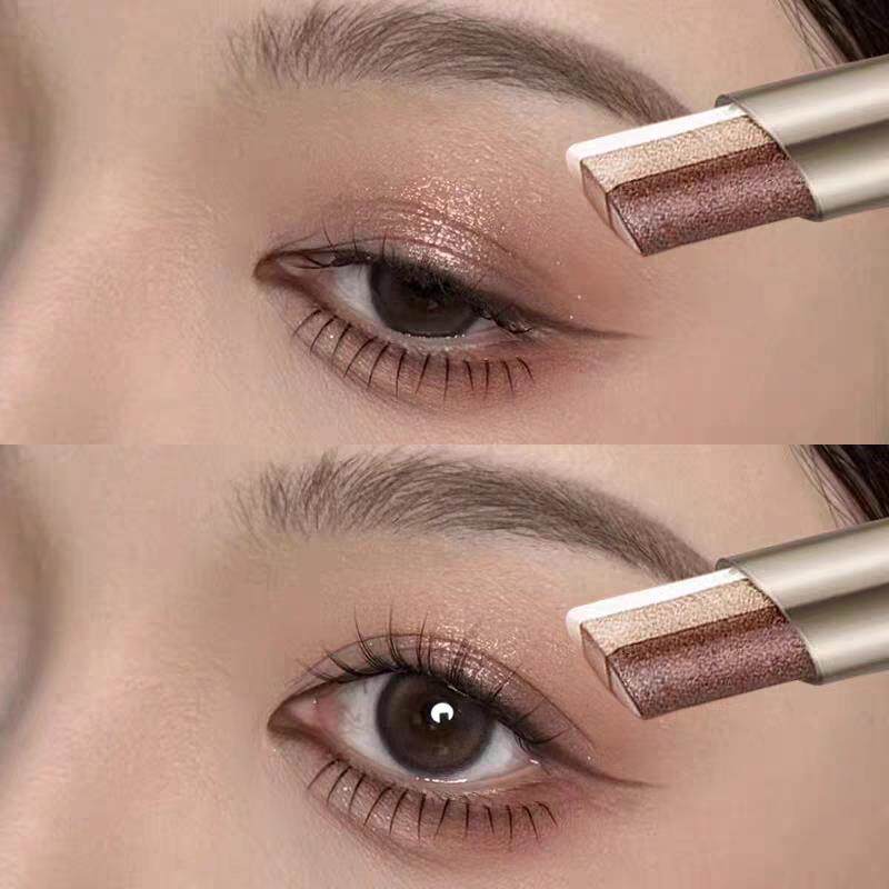 【新手眼影】三色眼影棒防水防汗不掉色 高光珠光卧蚕一笔成型