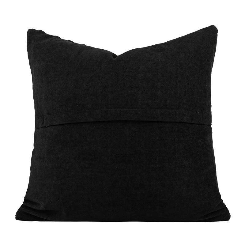 现代简约沙发抱枕蓝黑色皮质手工编织靠垫意式轻奢样板房靠枕腰枕