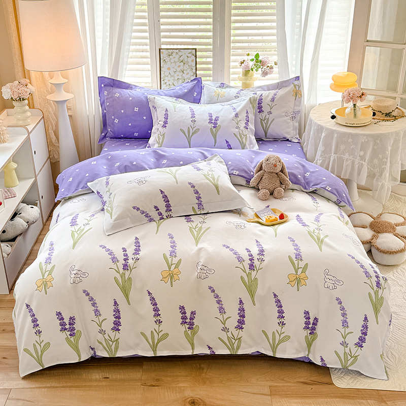 棉床单件套亲磨毛三件套被套肤款磨毛羊绒礼品套件四植物