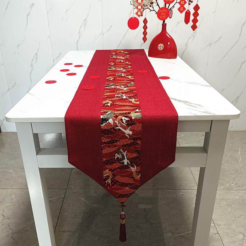 新中式喜庆棉麻桌旗茶席婚庆订婚结婚茶几餐桌电视柜长条盖布布艺,居家布艺,桌旗,淘宝优惠券,粉丝福利购,淘宝优惠卷