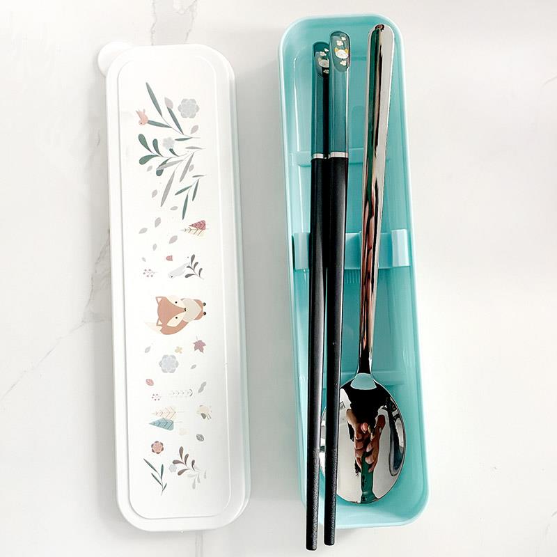 初中学生小学生餐具儿童上学专用筷子勺子一二年级便携套装收纳盒