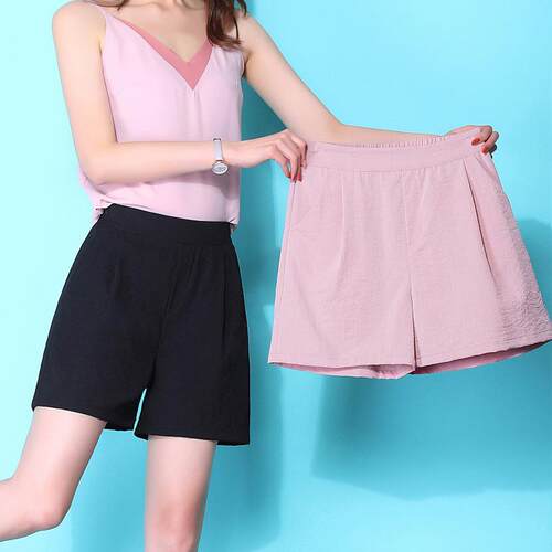 Shorts for girls, summer elastic waist wide leg pants,