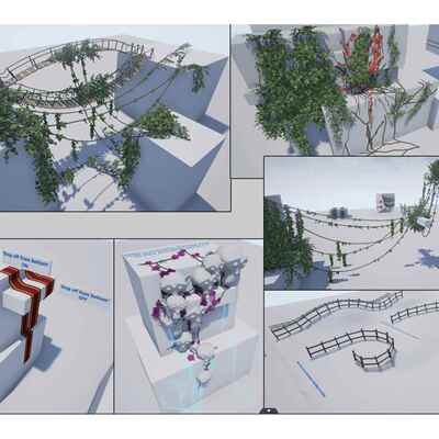 UE4UE5自适应物体表面样条生成藤蔓绳索桥Smart Spline Generator