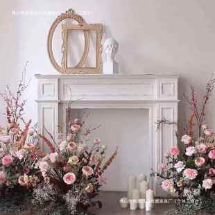 复古壁置炉装 饰炉柜简约家用架客厅室内玄关处物电 饰柜742壁架装