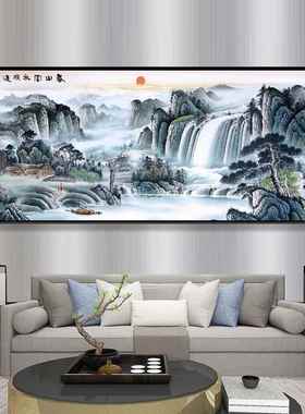 蒙十娜丽莎绣款富春山TAJ居图新绣字线客厅春山富水长流山水画自