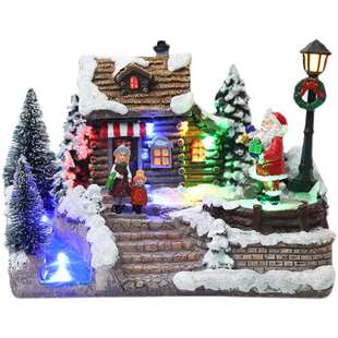 圣诞节装 圣诞树小房子家居摆件儿童礼物 饰品音乐发光老人飘雪欧式