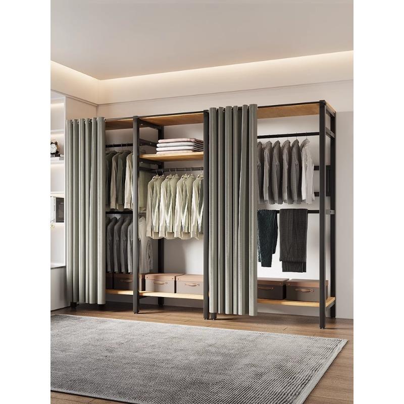 衣柜家用卧室简易组装布衣柜出租房用钢木组合开放式衣帽间置物架