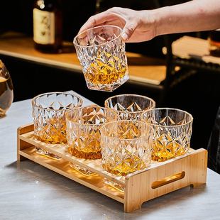 调酒杯 威士忌酒杯洋酒杯家用复古雕花玻璃啤酒杯水杯烈酒杯子套装