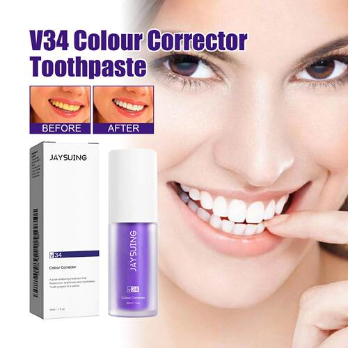 Jaysuing V34 Purple Teeth Whitening Toothpaste - Cleans Oral