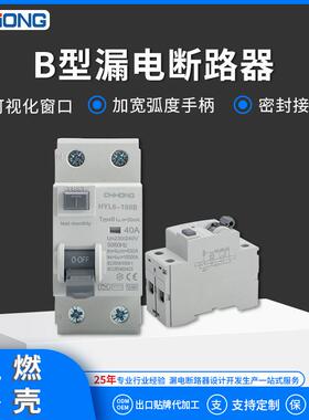 B型电磁漏电断路器HYL6-100B光伏充电桩保护器充电桩浪涌保护器2P