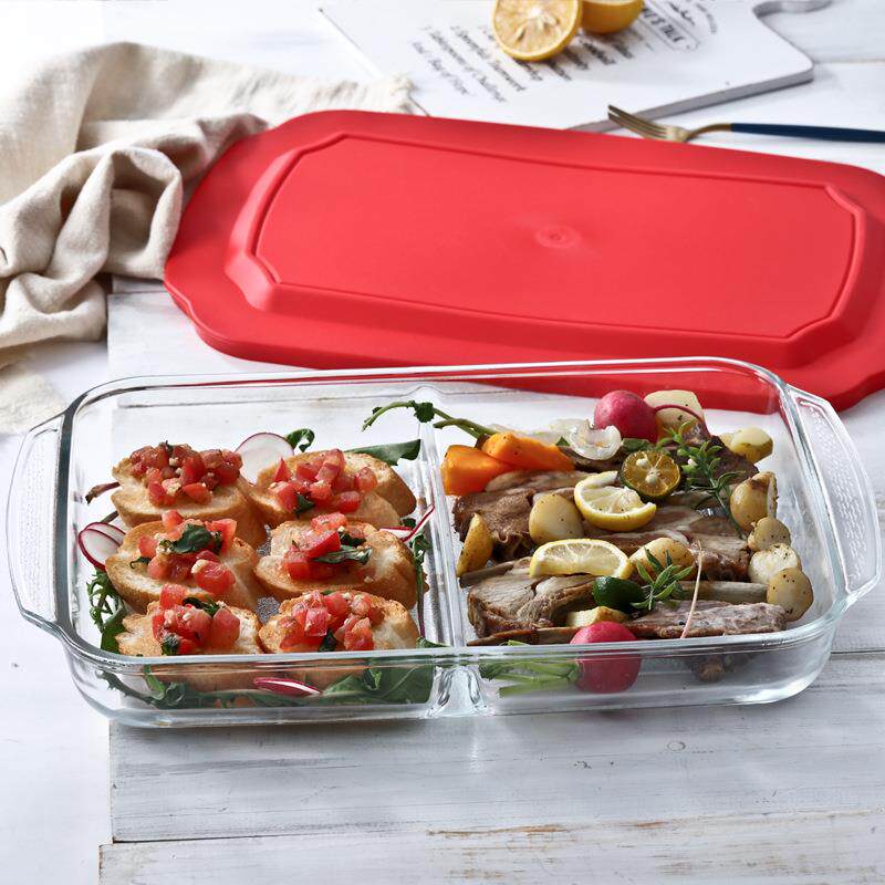 墨西哥进口Libbey利比玻璃烤盘焗饭盘3L烤箱微波鱼盘果盘家用带盖