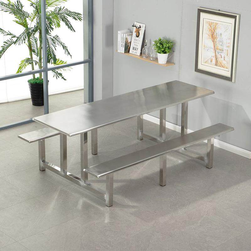 不锈钢餐桌学校学生食堂餐厅员工职工餐桌连体桌椅组合4人6人餐桌