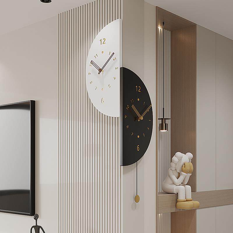 2025新款现代简约客厅拐角双面挂钟家用转角时钟饭厅钟表挂墙挂表