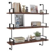 复古墙上多层风收纳壁挂隔板书架物美式 铁简约置展示架工业艺一字