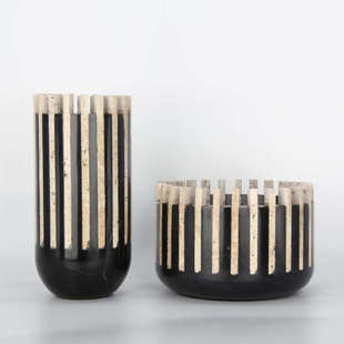 现代客厅大理石花瓶摆件欧式创意轻奢简约样板房花艺摆设插花花器