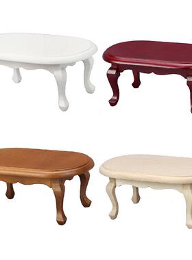 1:12娃娃屋dollhouse迷你家具模型椭圆形bjd场景欧式复古茶几道具