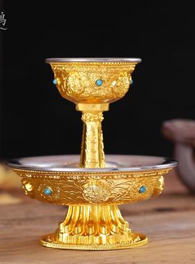 尼泊尔工艺藏传用品八吉祥护法杯不锈钢内胆供水杯杯双层小号