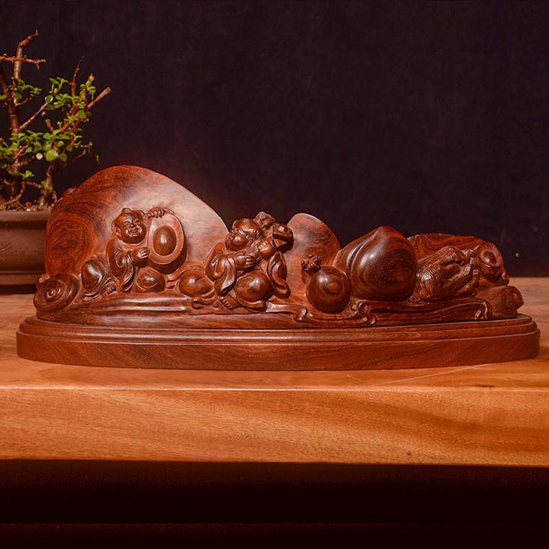 迎善永安越南黄花梨福寿双全祝寿送礼摆件实木送老人长辈大寿贺礼