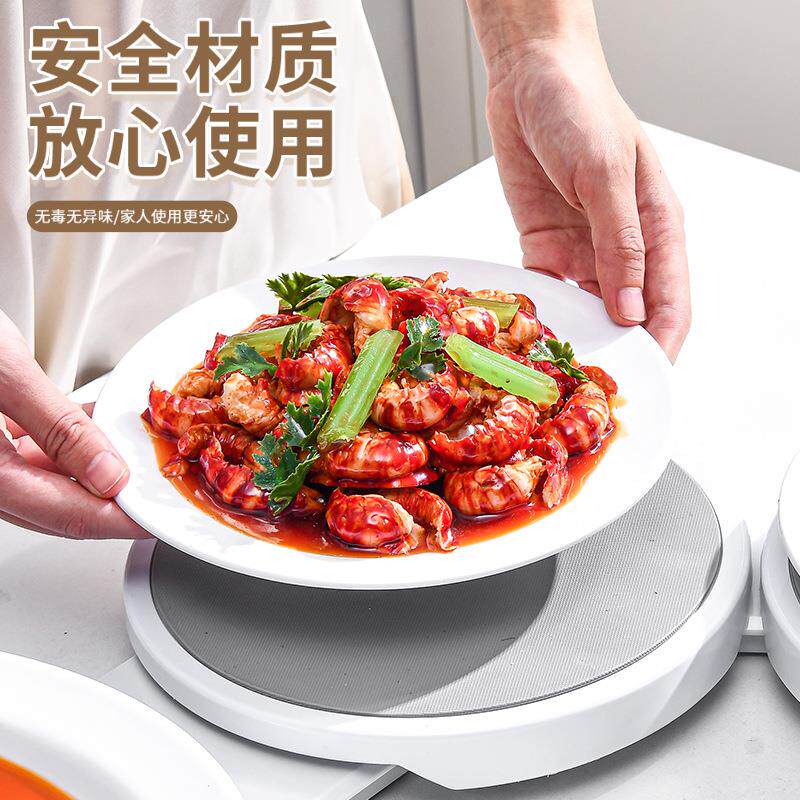 家用聚会长餐桌旋转盘多功能旋转火锅盘长方形圆形手动旋转餐盘