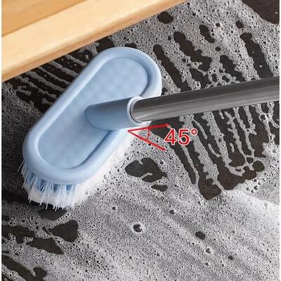 Long-handled floor brush for bathroom cleaning, hard bristle