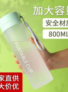 新款户外大容量运动水杯磨砂塑料茶杯子便携提绳塑料杯广告礼品杯