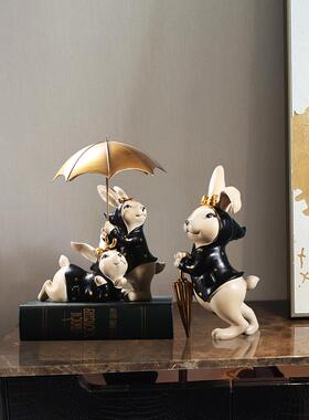 北欧现代轻奢创意可爱兔子摆件家居装饰品客厅电视柜玄关酒柜摆设