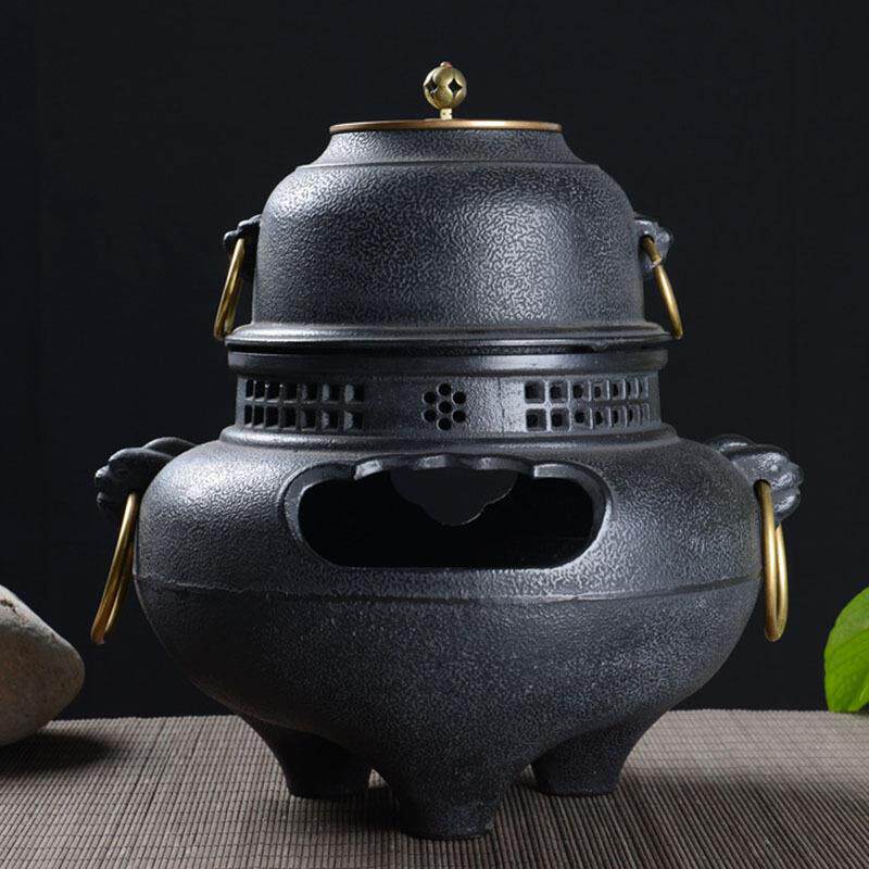 铸铁炭炉茶壶鬼面铸铁风炉茶釜保温炉大炭炉铜环炉可定