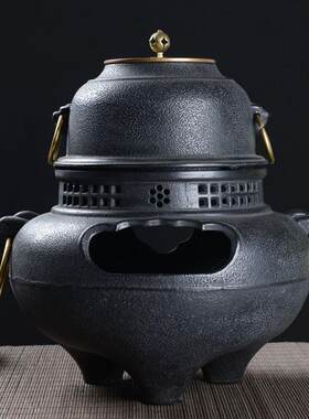 铸铁炭炉茶壶鬼面铸铁风炉茶釜保温炉大炭炉铜环炉可定