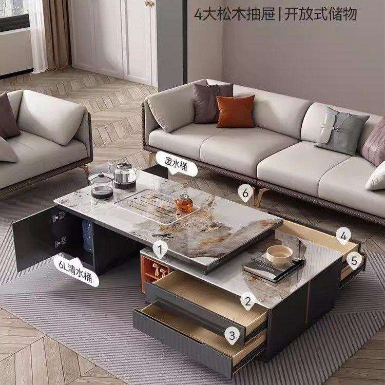 岩板功夫泡茶茶几家用伸缩组客现茶台厅一PDD62727体轻奢代多功能