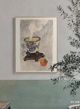 牡丹花卉餐厅玄关过道挂画花开富贵竖版新中式客厅装饰画法式田园
